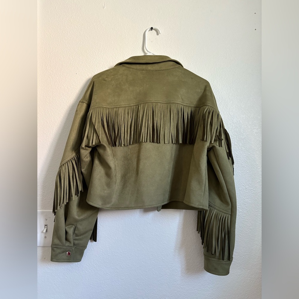 NWT Fringe Green Suede Jacket - Picture 2 of 6